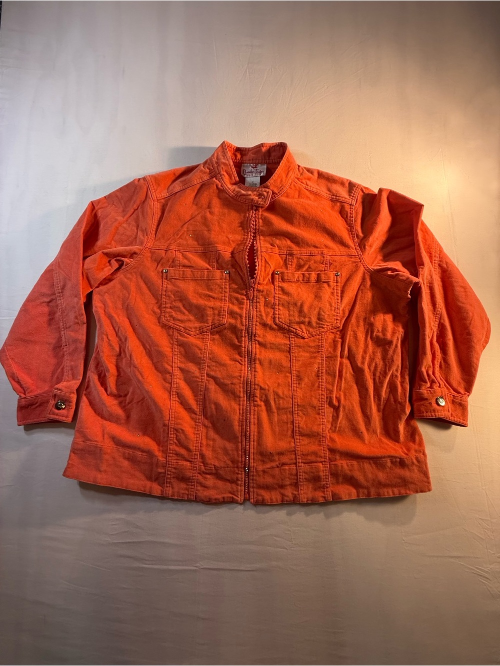 Quacker Factory Women's Orange Utility Zip Jacket